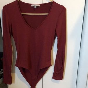 Maroon long sleeve body suit
